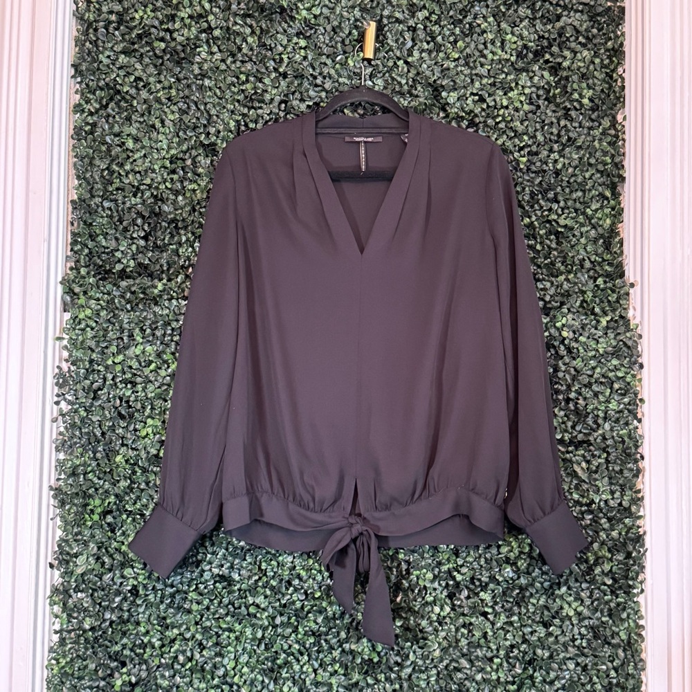 Scotch & Soda Women's Tie-Hem V-Neck Blouse - Black